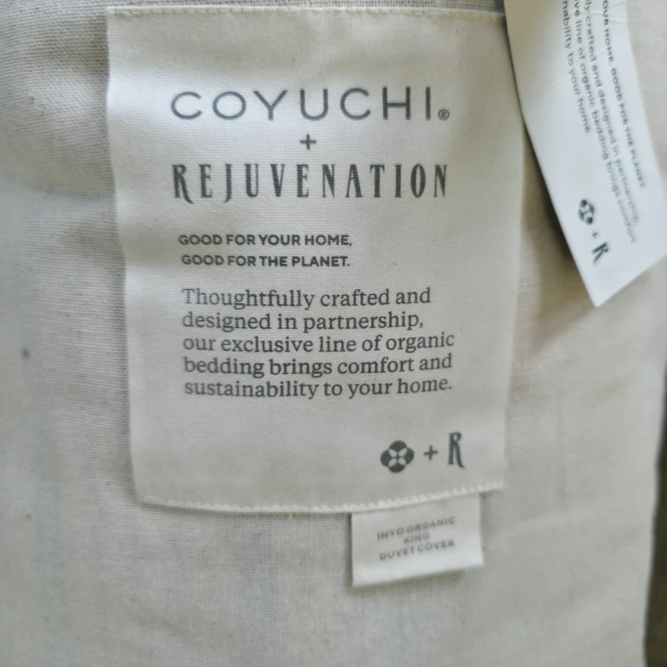 Edredón Coyuchi Rejuvenecimiento Orgánico Inyo Dobby King Sin Teñir Blanco Sombra Nuevo Foto 3 de 3