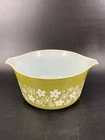 Vintage PYREX Green Spring Blossom Crazy Daisy Casserole Dish 473 1 QT No Lid
