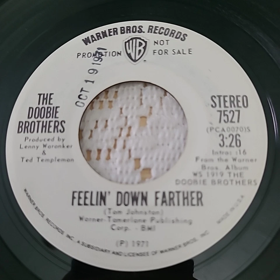 The Doobie Brothers 45 RPM - Feelin' Down Farther- Warner Bros. 1971 PROMO - Image 3 of 4