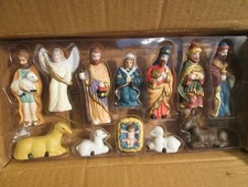CHRISTMAS COLLECTION ~ Nativity Set x12 Figures/Animals - cast, painted, sp.D
