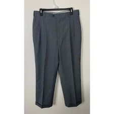 Zanella Bennett Italy micro-plaid houndstooth pleated cuffed wool dress pants 34