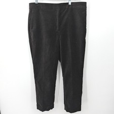 Ann Taylor The Ankle Pants Women 12P Black Velvet High Rise Slim Cuffed Holiday