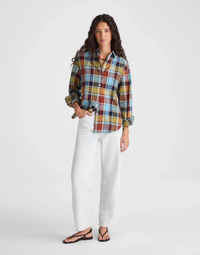 Madewell Women's The Easy Shirt in Poplin , multi plaid (NEW)