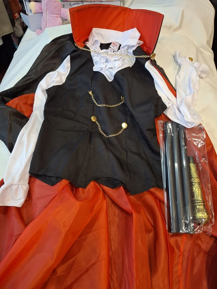 Genial Disfraz de Drácula Adulto Hombre Mediano Vampiro Halloween Capa Chaleco Bastón COSPLAY Foto 4 de 4