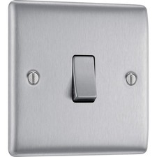 BG Brushed Steel 1 Gang Intermediate Light Switch 10AX Nexus Metal NBS13 UK