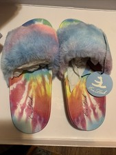Fluffy Fur Slides Sandal Rainbow Womens Size 7
