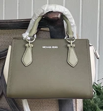 MICHAEL KORS MARILYN SMALL MESSENGER SATCHEL CROSSBODY BAG MK OLIVE GREEN CREAM