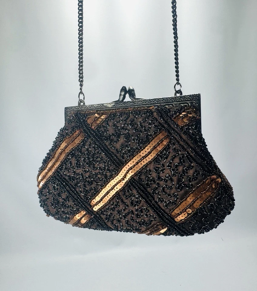 (¡2!) Juego de 2– K.C. Bolso de mano Malhan Boho con cuentas; bolso de mano. ¡Vintage! ¡Dos!! Foto 3 de 4