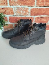 Men's CAT Caterpillar black leather faux fur lined work boots UK 6 EU 40 wide
