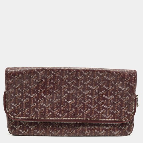 Goyard Sainte Marie Burgundy Goyardine Coated Canvas Clutch