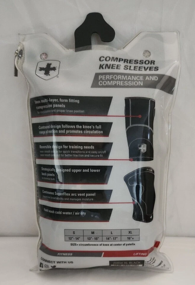 HARBINGER Lifting Compressor Compression Black Knee Sleeves 1-Pair Mens XL - Image 2 of 2