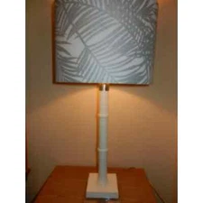 VTG White Metal Lamp with Print Spider Shader Florida Room
