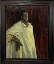 Exceptional Large c. 1916-21 Caleb Arnold Slade Portrait North African Man Oil