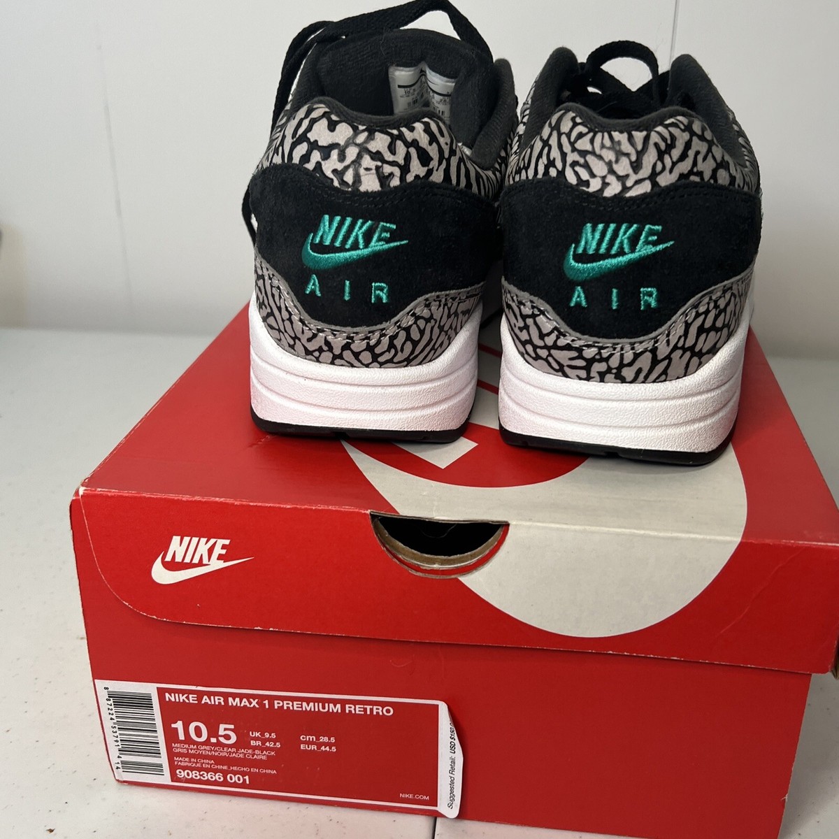 Herren Nike Air Max 1 Retro Atmos Elefant Größe 10,5 2017 908366 