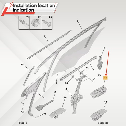 For Peugeot 208 2008 2013- 96749624ZD Front Left Electric Window Control Switch - Picture 8 of 9