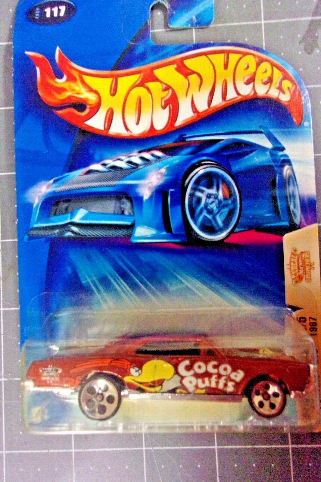 HOT WHEELS CEREAL CRUNCHERS COCOA PUFFS GTO 1967 117 W/ DISPLAY CASE