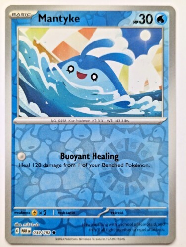 Mantyke Reverse Holo Pokemon TCG Card 039/182