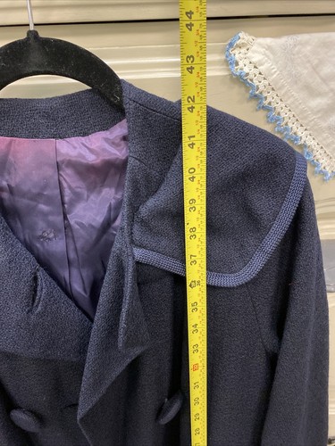 Vintage 1960’s Union Made Navy Blue Wool 6 Button Coat Size Small - Picture 2 of 15