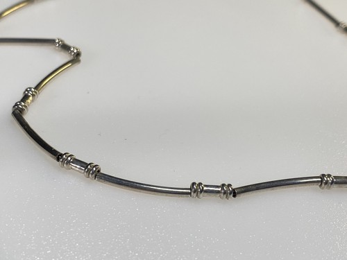 Vintage Sterling Silver Necklace pendant 925 Chain Bar Ball Link Antique Crystal - Picture 11 of 19