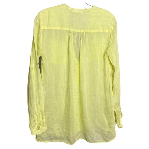 Zara Damen Tunika Top Langarm Strand gelb Lagenlook Boho Roll-Tab S - Bild 2 von 4