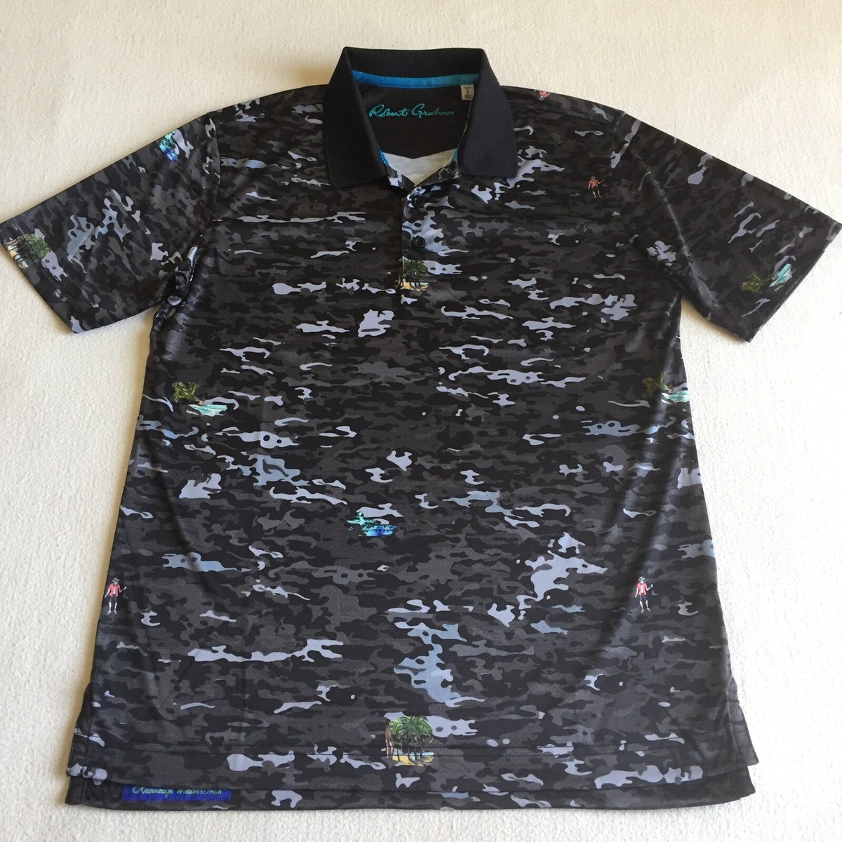Robert Graham Men Small Clubhouse Surfin Escapade Golf Polo 
