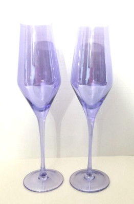 SoHo Loft Glass Champagne Flutes, Lavender, Set of 2, 8 oz. New In Box