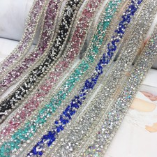 DIY Shiny Crystal Rhinestone Ribbon Craft Wedding Dress Trim Sewing ribbon UK