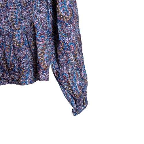 Blusa J Crew Liberty Tela Top Mediana Multicolor Cachemira Manga Abullonada - Imagen 4 de 8