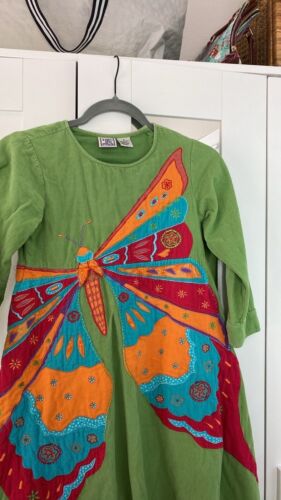 Cotton Kids Y2k Vintage Corduroy Butterfly Dress Sz 8 Pre Owned - Picture 2 of 5
