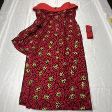 Afripride Red Yellow Ankara Print Long Dress Side-Slit Off-Shoulder Women s 3XL