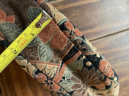 Pequeño bolso bandolera vintage flor terciopelo parche floral marrón óxido LINDO - Imagen 8 de 9
