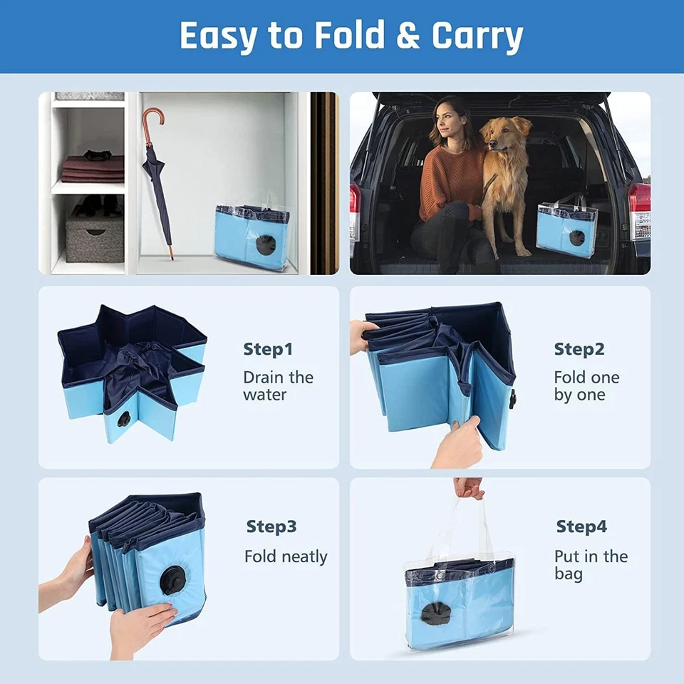 Hundepool Wasserbecken Doggy Swimmingpool Planschbecken Faltbar 80cm Bware ✅ - Bild 3 von 4