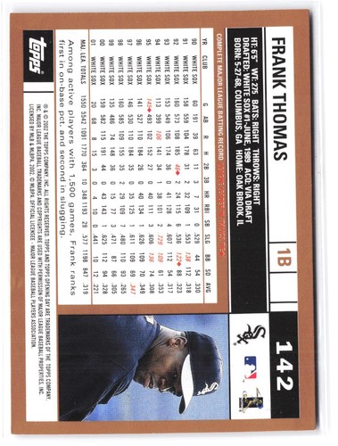2002 Topps Opening Day #142 Frank Thomas - Picture 2 of 2