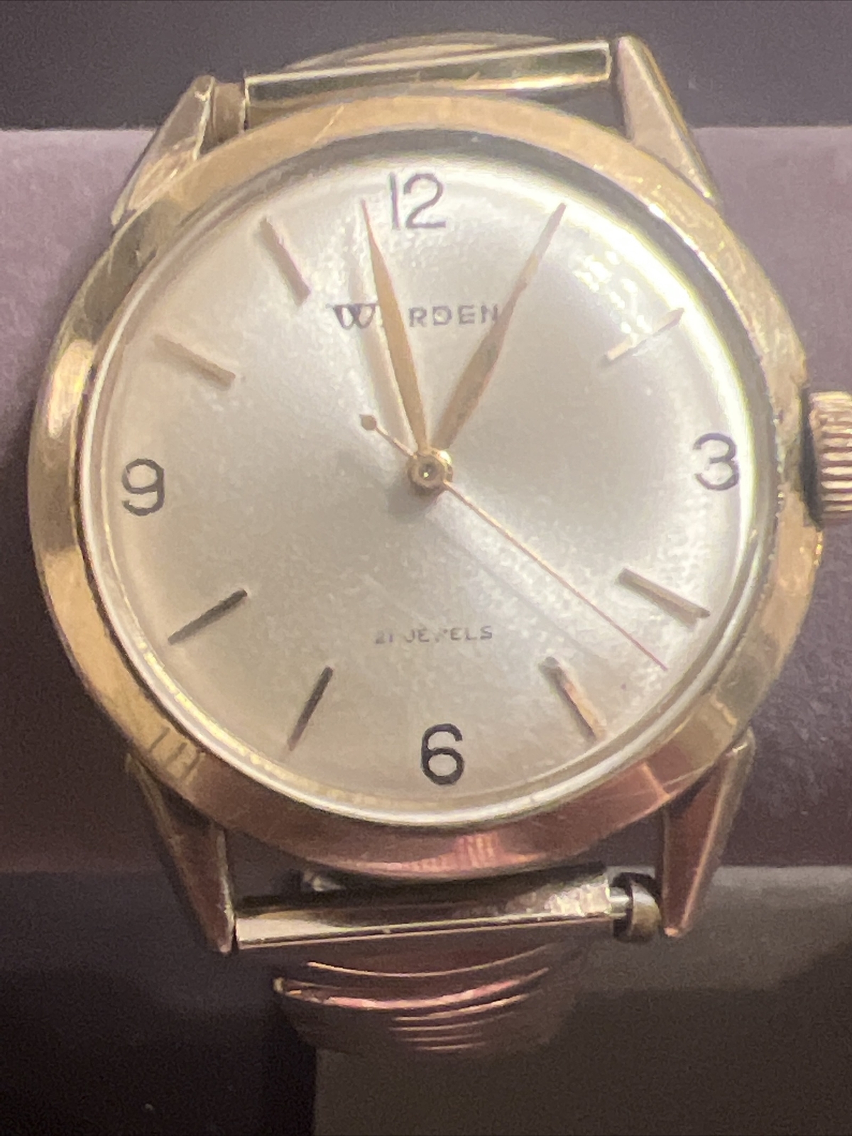 Rare Warden Vintage WALTHAM 21 Jewel Gold Plated Wrist Watch Hidden