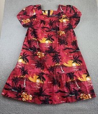 Vtg Royal Hawaiian Creations 3XL Hawaiian Muumuu Dress Split Sleeve Pocket EXC