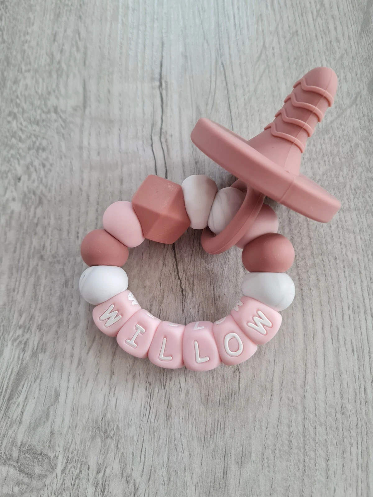 Silicone Personalised Dummy Teether Ring Bracelet Chewing Baby Girl Teething
Opens in a new window o