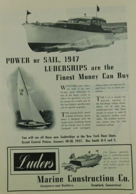 Power Sail 1947 Luderships Dec 1946 Motorboat Original Vintage Advertisement