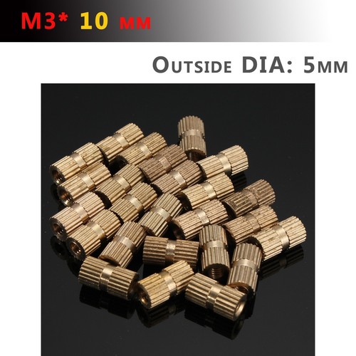25/100 Pcs M3*3mm-12mm(L)-4mm-5mm(OD) Brass Metric Threaded Knurl Insert Nut - Picture 13 of 24