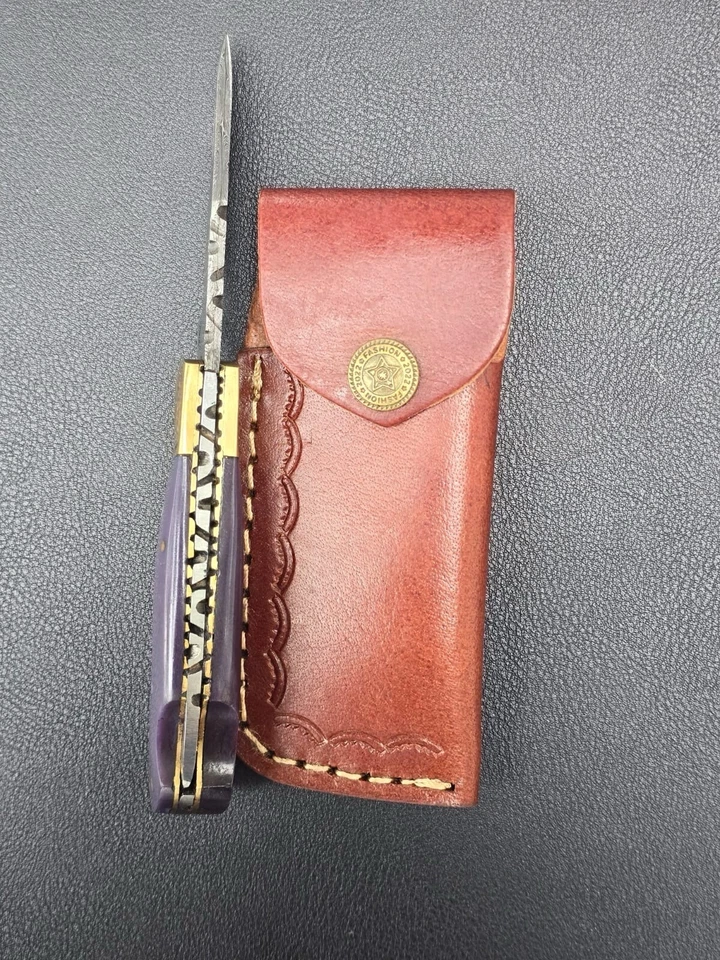 Cuchillo de bolsillo plegable con bloqueo trasero hecho a mano Damasco camping caza cuchillo táctico Foto 3 de 4