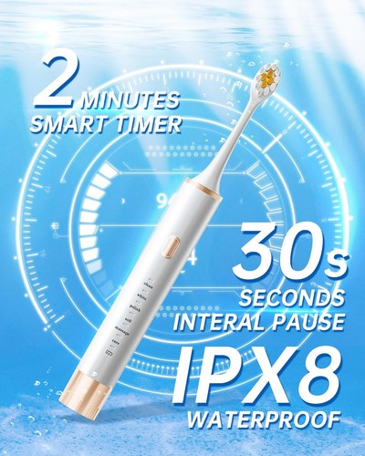 2 Pack Electric Toothbrush Sonic Toothbrush USB Rechargeable 12 Heads 6Modes NEW - Picture 8 of 11