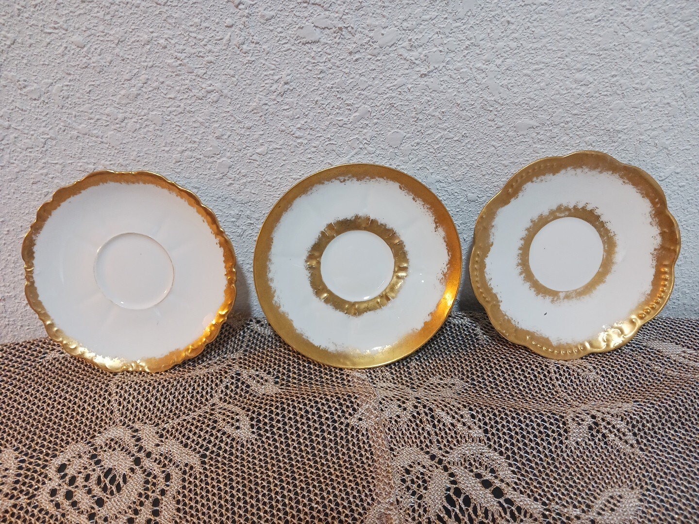 3 Different Antique 7” William Lycett Oval Leaf Shape Plates