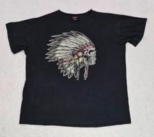 Hot Leathers War Chief T-Shirt Mens Large Black Short Sleeve Biker Kansas City