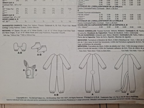 Cat Rabbit 3T 3 ONLY Costume Stitch N Save McCalls M6383 6383 Sewing Pattern Cut - Picture 5 of 5
