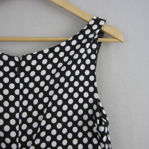 Events Dress Womens 14 Black White Polka Dots Fit Flared Sleeveless Work Event - Picture 7 of 15