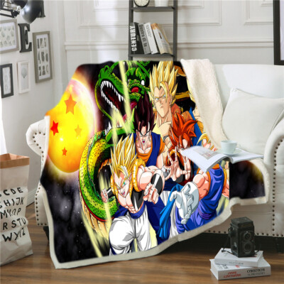 Dragonball Vegetto Gogeta Print Blanket Throw Bed Soft Warm Fleece Single  Double UK