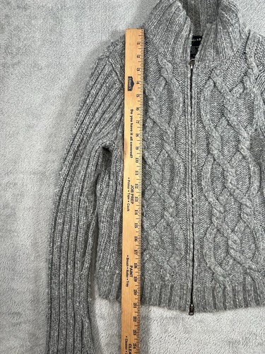 Vintage Y2K Abercrombie Fitch Pullover Mädchen L Wollmischung Zopfmuster Crop Full Zip - Bild 5 von 7