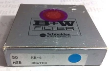 B+W KB-6 KB6 Blue Coated HSB B50 Glass Lens Filter B-50 B 50 Germany Bay 50 