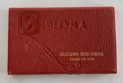 Spaulding 1940 High school Diploma Antique RARE   