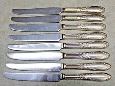 King Edward Silverplate National Silver Co Set of 8 Dinner Knives plus 1 free