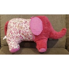 Pier 1 Imports Pink Floral Polka Dot Velour Ribbed Elephant Decorative Pillow